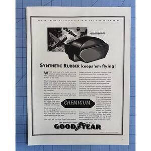 1942 Goodyear Print Ad World War II "Synthetic Rubber Keeps "Em Flying!"